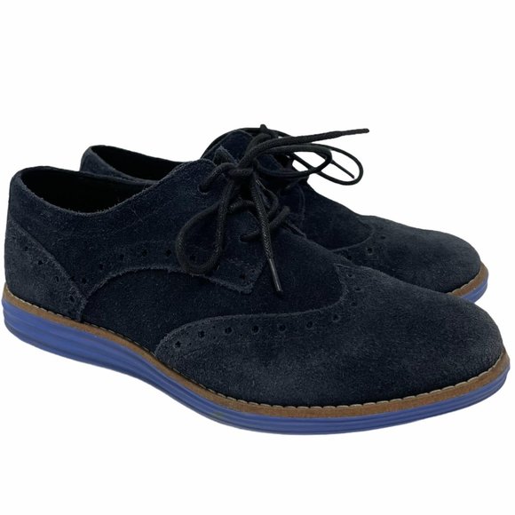 Cole Haan Shoes - Cole Haan Grand OS Blue Suede Wingtip Oxford Shoes